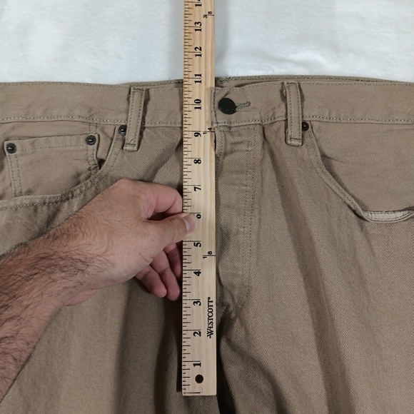 Levis 501 Jeans Mens 34x34 Tan Button Fly 100% Cotton Cowboy Western Grunge - Picture 9 of 12